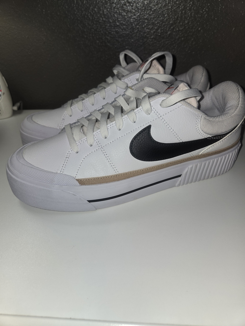Nike Women's Court Legacy Lift Nike White Low-Top Sneakers with Black Swoosh